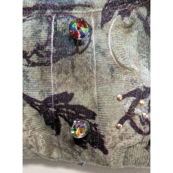 NY Collection Tunic Sublimation Green Purple Floral Iridescent Boho Plus 2X - Picture 10 of 10